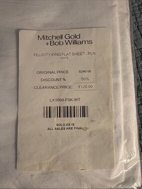 Mitchell Gold + Bob Williams White Felicity King Flat Sheet